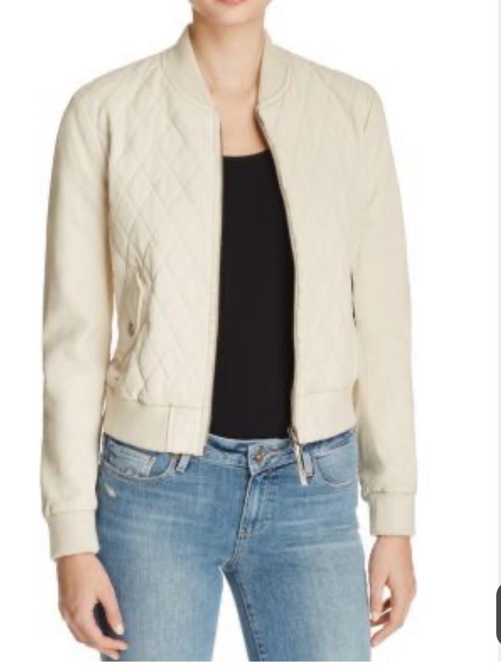 Joe's Jeans Cream Quilted Bomber Jacket